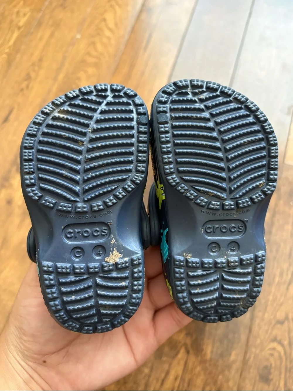 CROCS Baby Clogs with Lime & Teal Monster Print Size 4